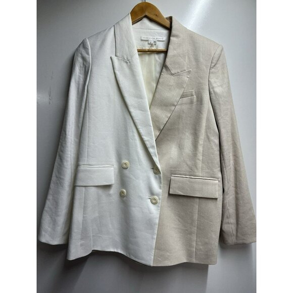 Veronica Beard NEW Braeton Linen Blend Dickey Jacket White/Limestone Size 10 - Picture 4 of 9